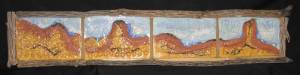 Ode to Abiquiu ceramic relief sculpture with cholla frame, $150.00